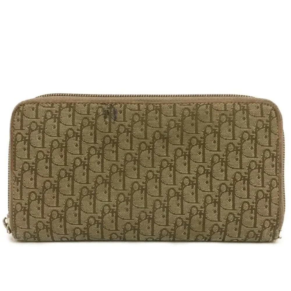 EGA Christian Dior Oblique Trotter Canvas Zip Around Long Wallet Beige/9BL1393